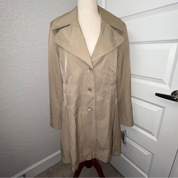 New, Via Spiga Waterproof Button Front Trench Coat - Picture 1 of 10